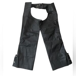 Vanguard womens black leather Moto riding chaps size XL